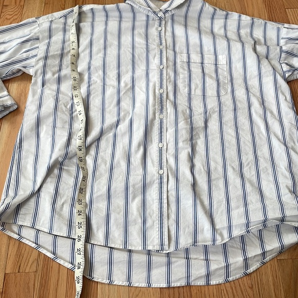 Banana Republic Shirt Womens XL White Oversized Poplin Striped Shirt Ladies - Picture 4 of 6